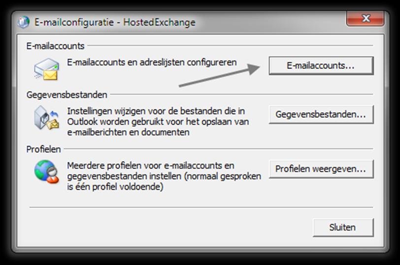 Configuratie Outlook 2007/2010 U kan zonder problemen uw Exchange account configureren op uw Outlook client. Door onderstaande stappen te volgen kan u eenvoudig uw account opzetten.
