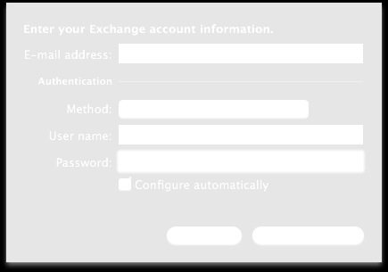 Op het volgende scherm vult u uw gegevens in. Emailadres Wachtwoord: Dit is het wachtwoord dat u door ons ontvangen hebt tijdens het aanmaken van u Exchange account.