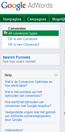 Bestaande conversie 1. Meldt u aan bij uw AdWords-account op http://adwords.google.nl 2.