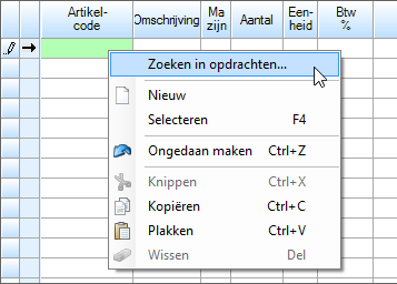 Dubbelklik op de gevonden opdrachtregel om deze direct op te nemen in de opdracht. Mogelijkheden U kunt factuur- en verkoopopdrachtregels zoeken aan de hand van veel mogelijke criteria.