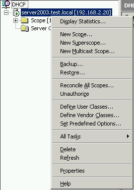 3. DHCP Scopes overzetten Log in op de Windows Server 2003 R2 Server.