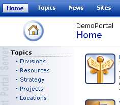 Topics News Sites 6.3.2 Topics Topics areas worden gebruikt om informatie te publiceren per onderwerp.