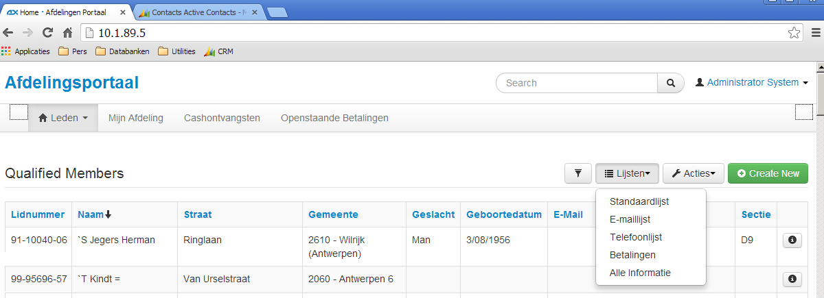 Sectie Binnen de databank van CD&V zijn de secties niet gesystematiseerd.