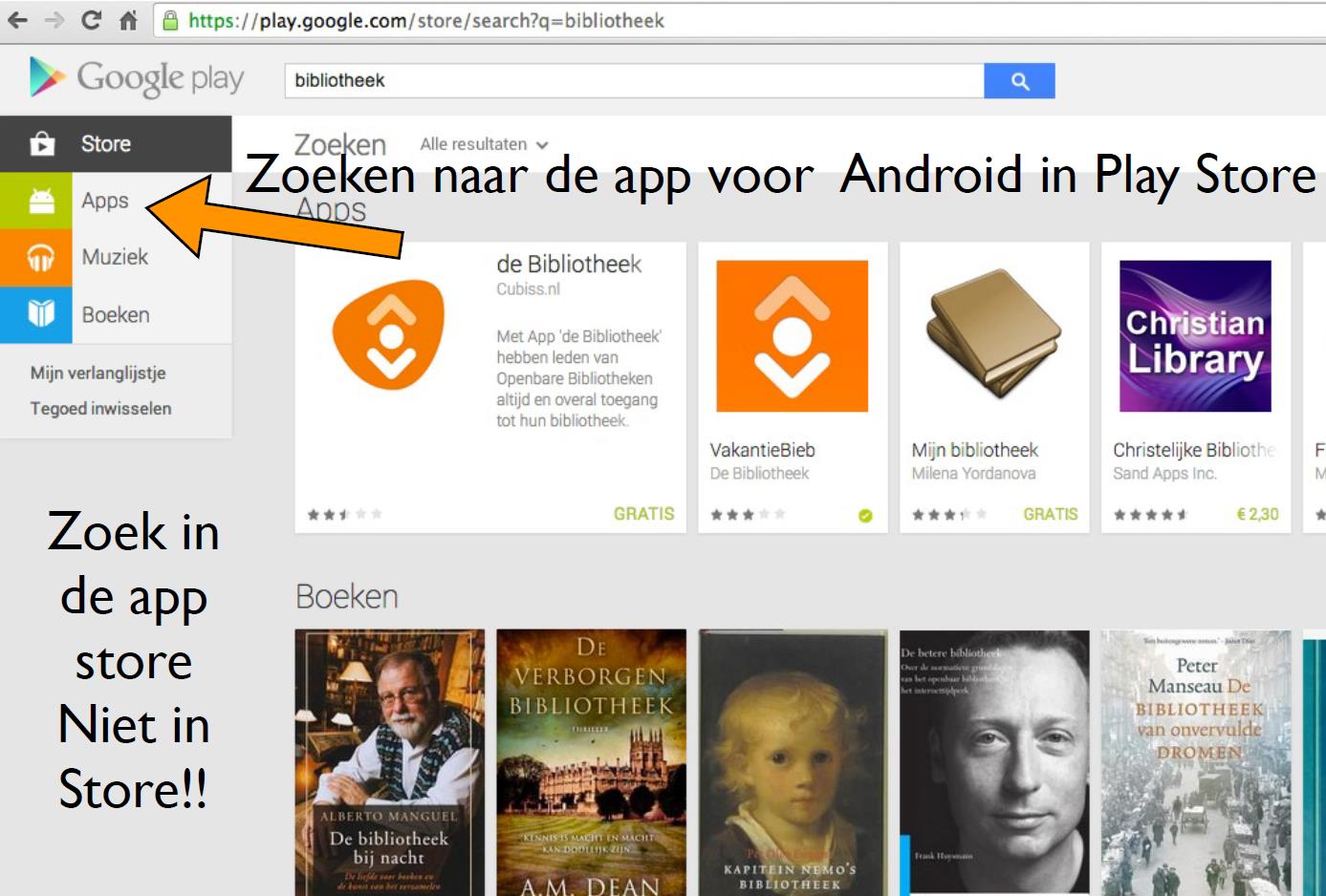 Stap 1 U dient zich eerst te registreren of in te loggen op www.bibliotheek.nl. Stap 2 Nu u ingelogd bent kunt u e-books uitzoeken en op uw boekenplank plaatsen.