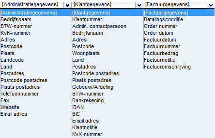 In de tekst van de mail kunnen, naast vaste tekst, de onderstaande variabelen worden opgenomen.