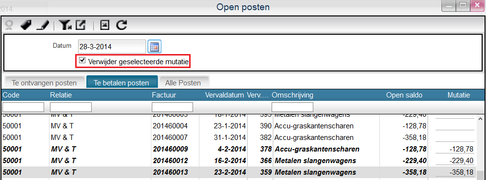 Mutatiescherm bankafschriftregel In het onderstaande scherm kunt u de ingelezen boekingen aanvullen en corrigeren.