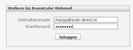 INLOGGEN Ga naar de url: http://www.uwdomeinnaam.nl/webmail vervang www.uwdomeinnaam.nl met uw eigen domeinnaam en extensie (nl, com, net, enz.