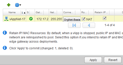 vcloud Networking Inter vapp routing Static Routes