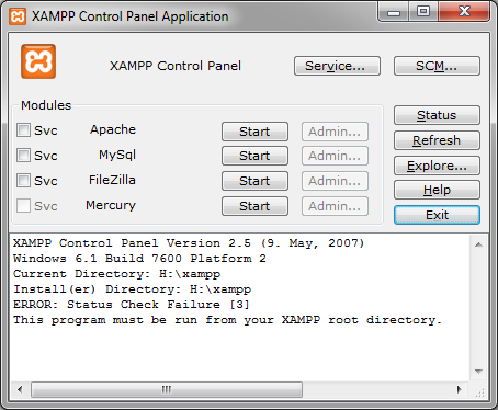 Ja, het XAMPP Control Panel wordt opgestart. Druk op de start knop van Apache en MySQL.