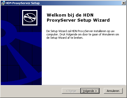 1.2 Installatie De HDN ProxyServer software wordt geleverd in de vorm van een installatieprogramma met als naam HDNProxyServer.exe.