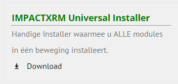 IMPACTXRM Installatie CRM Modules Algemene informatie De installatie van IMPACTXRM CRM gaat bijna vanzelf. U kunt de installatiebestanden downloaden via www.impactxrm.com/customer.aspx.