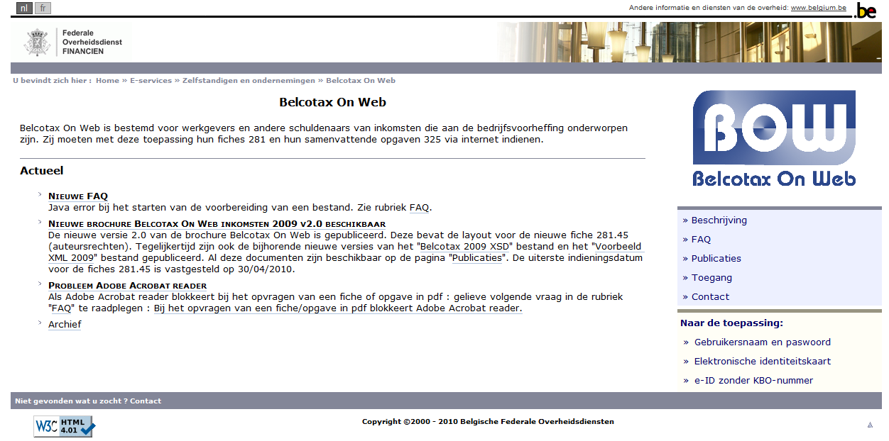 0Deel 4 - Aanmaken van het XML bestand Versturen van het XML bestand via de Belcotax site Wanneer het bestand correct gegenereerd werd, zal Sage BOB 50 een directe verbinding met het Belcotax-on-web