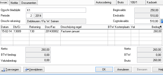 c. - Wieringa Trainingen boekt de bankkosten op 960 Bankkosten (Opties / Instellingen / Administratie en vervolgens Financieel / Financieel). - 960 Bankkosten veranderd in 470 Algemene kosten.