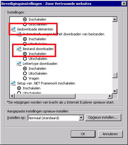 Pagina 5 van 15 Figuur 2 Beveiligingsinstellingen Internet Explorer Controleer of bij het onderdeel