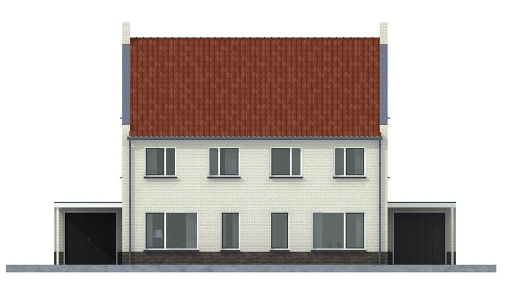 Eenvoudige kubusvormige gebouwen Modelleren 3D model 3D model in omgeving plaatsen Uitdraaien van realistische 3D weergave voorgevel Uitdraaien van