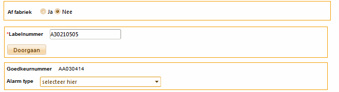 14.2.1. Voer het juiste Labelnummer in en klik op de Doorgaan button. Bij het labelnummer dient u het betreffende nummer in te vullen zonder spaties of streepjes.