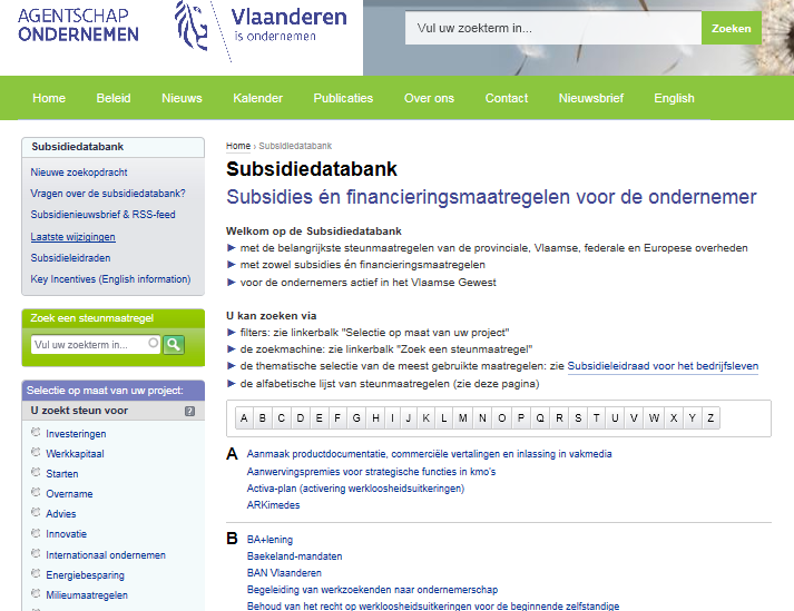 Subsidiebank: www.