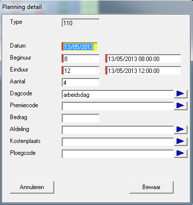 1.8. Planningsmodule - aanpassingen in detail grid Er is een aanpassing gebeurd op de manier waarop men een detailregel kan wijzigen.