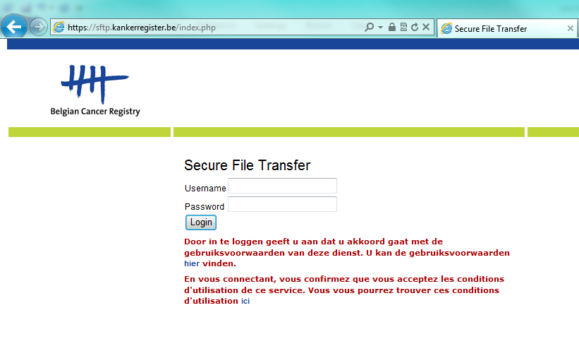 1. Introductie sftp, waarover deze handleiding spreekt, is een secure file transfer systeem, ter beschikking gesteld door de Stichting Kankerregister aan haar partners om gegevens op een beveiligde