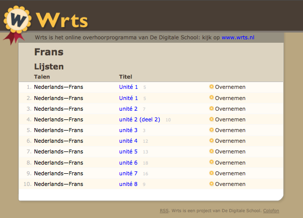 Met http://www.wrts.nl/ kunnen leerlingen zelfstandig en op verschillende manieren Franse woordenschat inoefenen.