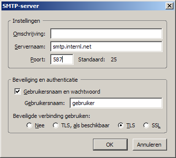 Klik nu in de linker kolom op Uitgaande server (SMTP) en selecteer vervolgens in de rechterkolom uw e- mailaccount en klik op Bewerken.