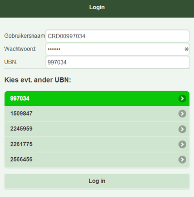 Meerdere UBN s Als u meerdere UBN s heeft, kunt u met 1 afgesproken gebruikersnaam en wachtwoord werken op alle UBN s.