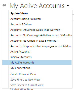 Wanneer u voor het eerst naar Accounts gaat, wordt een lijst weergegeven met uw actieve accounts.