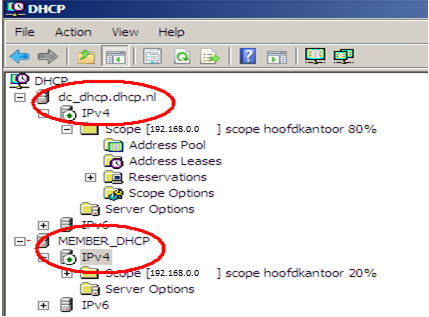 Ga na dat beide Dhcp servers een scope hebben waarbinnen zij authorized zijn. Het kan wel even duren voordat de informatie doorkomt... Zet op DC_DHCP de Dhcp server services stop.