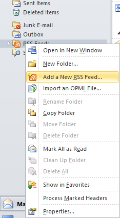 RSS-feed in Outlook als feedreader Het is ook mogelijk om RSS-feeds in Outlook te lezen. Startpagina voor RSS Feeds in Outlook.
