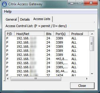Op de tab General kunt bij Activity zien of er data over de verbinding heen gaat. Op de tab Access Lists kunt u zien tot welke resources u toegang heeft. 4.
