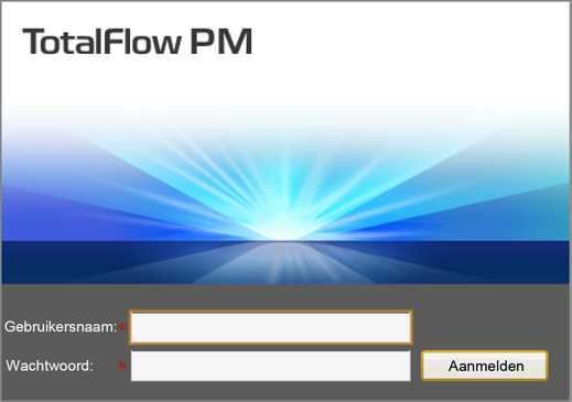 3 Na de installatie van TotalFlow PM Aanmelden bij TotalFlow PM Ga als volgt te werk om u aan te melden bij TotalFlow PM: 1. Open een browservenster. 2.