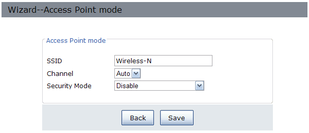 AP Modus U kunt voor AP modus kiezen als u een router heeft zonder ingebouwde Wi-Fi, en u uw eigen netwerk draad-loos wilt maken. Stel de draadloze parameters in. Geef de SSID een herkenbare naam.