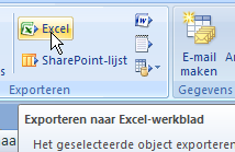 28 Les 3 C Importeren uit en exporteren naar Excel Open de tabel tblpersoonsgegevens Open het lint Externe gegevens Je hebt hier Excel: Importeren En Excel: Exporteren Kies de Exporteren knop en sla