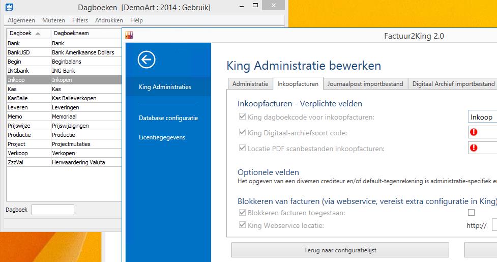 Het is mogelijk de complete configuratie per administratie in te stellen, maar dit is veel (overbodig) werk als de bestandsnamen en instellingen per administratie niet