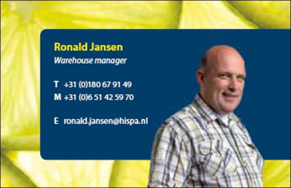 Ronald Jansen 25 jaar ervaring in de groente en Fruit als operationele man 20 jaar ervaring in de im-,