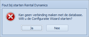 Klik op de knop Voltooien om de installatie af te ronden 3.3 Configuratie Wizard Wanneer u Rental Dynamics voor het eerst opstart dan dient u de Configuratie Wizard te doorlopen.