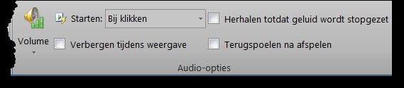 Met behulp van de Hulpmiddelen voor Geluid tabbladen Opmaak en Afspelen kan je de video opties