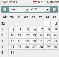 Typ de datum met scheidingsteken / of selecteer een datum uit de kalender.