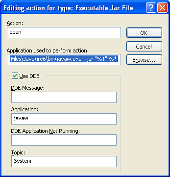 4. Controleer of de standaardoptie (in het vet) wel degelijk de '.jar'-bestanden met Java opent. In het voorbeeld hiernaast is de standaard optie "Open with 7-Zip".
