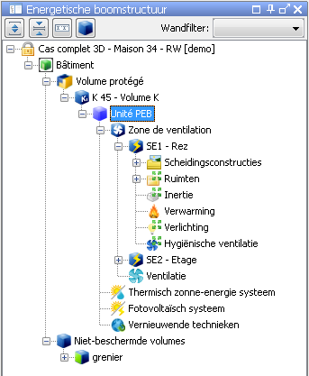 De Systemen invoeren De Systemen en de Energetische Boomstructuur De systemen worden ook ingevoerd in het Invoervenster van de EPB-Software.