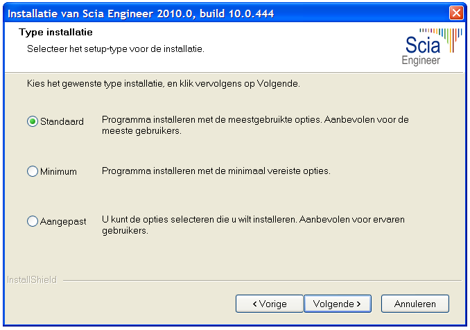 Program Files. Het wordt aangeraden deze standaard locatie te behouden. Scia Engineer Druk op [Volgende] om verder te gaan. 8.