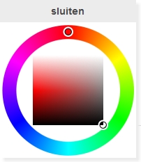 2.2 Functies: template kleur kiezen Bij het klikken op het tekstveld waar de kleurcode in staat wordt er een kleur palet geladen waarin je een kleur kan kiezen.