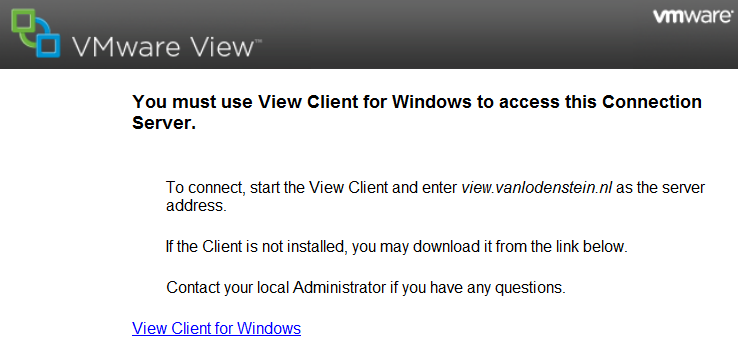 1. Installatie van de VMware View Client op de computer (eenmalig per systeem) Om met VMware View te kunnen werken heb je de VMware View Client nodig.