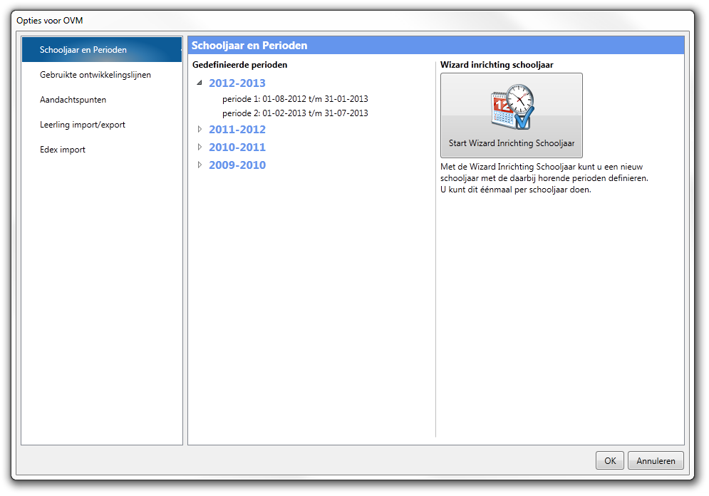 In dit venster worden alle versienummers van OVM 2.0 van nieuw naar oud weergegeven met daarachter de datum van publicatie.