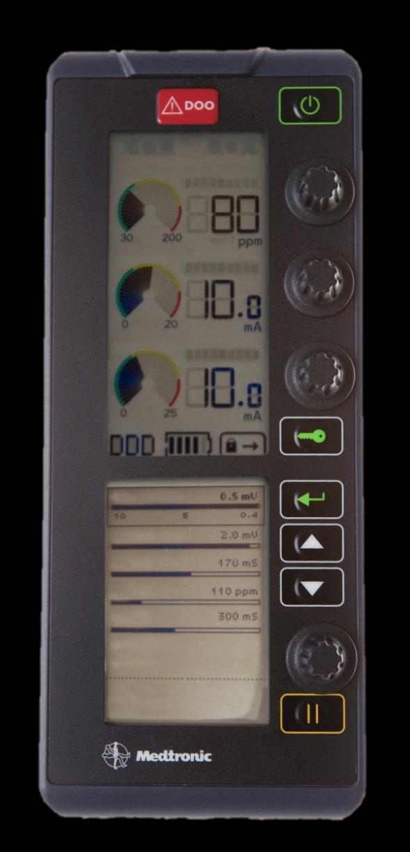 Gebruiksinstructies Vergrendelings-/ontgrendelingsknop Vergrendelingsindicator De vergrendelingsindicator wordt weergegeven wanneer de tijdelijke pacemaker vergrendeld is.