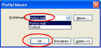 14. Klik in het scherm Server van Microsoft Exchange op < OK > 15. Klik in het scherm E-mailaccounts op < Volgende > en vervolgens op < Voltooien > 16. Klik in het scherm E-mail op < OK > 17.