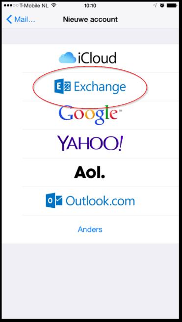 4. JBC Exchange-mail instellen op een Apple iphone of ipad. Let op!