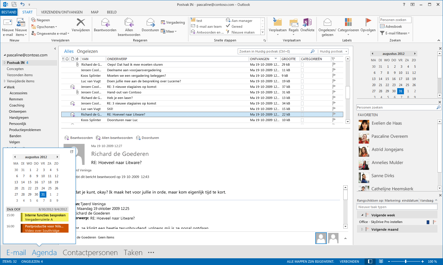 Handleiding Snel aan de slag Microsoft Outlook 2013 ziet er anders uit dan eerdere versies, dus hebben we deze handleiding gemaakt, zodat u zo snel mogelijk aan de slag kunt.
