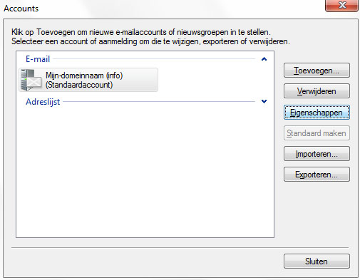 Instellen met Windows Live Mail (2/3) 5 In deze stap stelt u de gegevens in voor communicatie met onze mailserver.