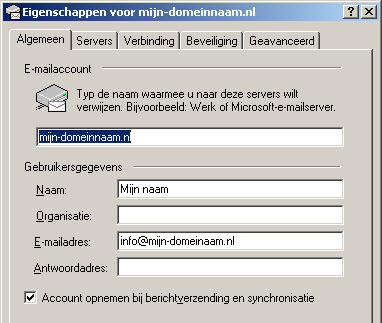 Instellen met Outlook Express (2/3) 6 In deze stap vult u het van Sunshine IT verkregen gebruikersnaam en wachtwoord in. Let op: Het wachtwoord is hoofdlettergevoelig.